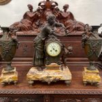 antique french mantel clock set bronze garniture vases marble