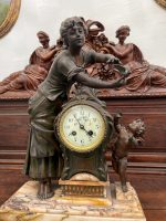 Grezns antīks pils kamīna pulksteņa komplekts ar amoriem — historisma stilā - antique french clock garniture vases set (204) - Image 9