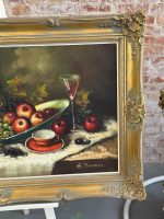 Majestātiska un Ļoti Liela Klusās Dabas Oriģinālglezna Greznā Zelta Rāmī (large framed still life oil painting) — Klusās dabas žanrā, (5774) - Image 13