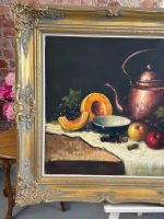 Majestātiska un Ļoti Liela Klusās Dabas Oriģinālglezna Greznā Zelta Rāmī (large framed still life oil painting) — Klusās dabas žanrā, (5774) - Image 9