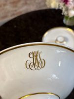 Antīks divstāvīgs un divdaļīgs porcelāna trauks ar iniciāļiem - Ampīra stilā (Antique two tier porcelain compote in Empire style) (6904) - Image 3
