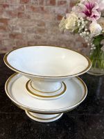 Antīks divstāvīgs un divdaļīgs porcelāna trauks ar iniciāļiem - Ampīra stilā (Antique two tier porcelain compote in Empire style) (6904) - Image 9