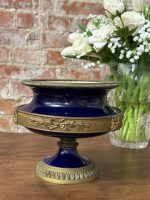 Antīks kobalta zilā porcelāna trauks ar bronzu — Luija XVI stilā (antique cobalt blue centerpiece bowl), ID 6266 - Image 2