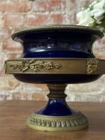 Antīks kobalta zilā porcelāna trauks ar bronzu — Luija XVI stilā (antique cobalt blue centerpiece bowl), ID 6266 - Image 3