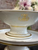 Antīks divstāvīgs un divdaļīgs porcelāna trauks ar iniciāļiem - Ampīra stilā (Antique two tier porcelain compote in Empire style) (6904) - Image 10
