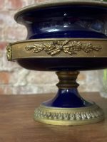Antīks kobalta zilā porcelāna trauks ar bronzu — Luija XVI stilā (antique cobalt blue centerpiece bowl), ID 6266 - Image 4