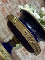 Antīks kobalta zilā porcelāna trauks ar bronzu — Luija XVI stilā (antique cobalt blue centerpiece bowl), ID 6266 - Image 5