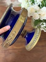 Antīks kobalta zilā porcelāna trauks ar bronzu — Luija XVI stilā (antique cobalt blue centerpiece bowl), ID 6266 - Image 9