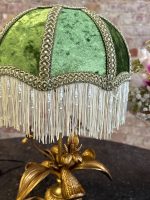 Zeltīta metāla galda lampa ar zaļu kupolu — Jūgendstilā (Gilt Metal Table Lamp with Green Shade in Art Nouveau Style) (6923) - Image 10