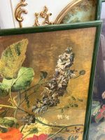liela izmēra prints ar ziediem, ierāmēts zaļā rāmī ar stikla, vidēji smags (6841) - Image 7