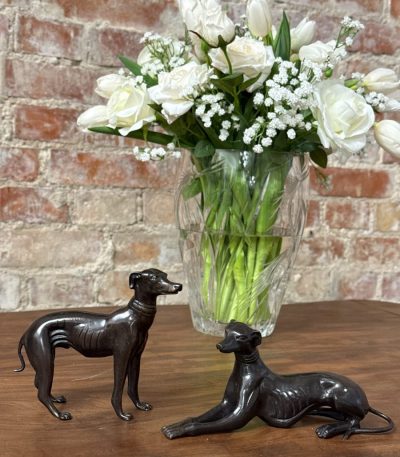 2 stk. bronze hundefigurer, lille størrelse (6298)