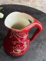 Cruche à eau Art Nouveau Sarreguemines "Iris" fond rouge cerise, luxe — env. 1900, lourd (6474) – Image 8