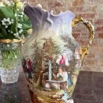 antique limoges wg and co porcelain pastoral jug pitcher pastel gold handle