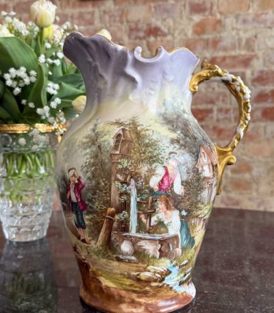 Antik Limoges porcelænskande med pastoralt maleri (6480)