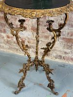 Bronzēts čuguna puķu galdiņš ar ķerubiem — Neorokoko (Antique Bronzed Cast Iron Flower Table) (5915) - Image 5