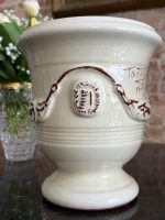 Anduze Urn in Cream White Glaze with Brown Ornament — Traditional South of France Ceramics, Terre Figuière Anduze Manufa - Image 6