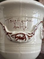 Anduze Urn in Cream White Glaze with Brown Ornament — Traditional South of France Ceramics, Terre Figuière Anduze Manufa - Image 8