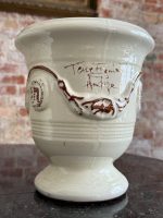 Anduze Urn in Cream White Glaze with Brown Ornament — Traditional South of France Ceramics, Terre Figuière Anduze Manufa - Image 7