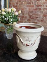 Anduze Urn in Cream White Glaze with Brown Ornament — Traditional South of France Ceramics, Terre Figuière Anduze Manufa - Image 13