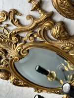 Zeltītas spoguļbra lampas Luija XV stilā Spoguļiem ir Skaista Slīpēta Fasete, Smagi Pēc Svara, 2gab (Rococo Mirrored Wall Sconces) (4917) - Image 12