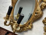 Zeltītas spoguļbra lampas Luija XV stilā Spoguļiem ir Skaista Slīpēta Fasete, Smagi Pēc Svara, 2gab (Rococo Mirrored Wall Sconces) (4917) - Image 11
