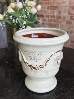 Anduze Urn in Cream White Glaze with Brown Ornament — Traditional South of France Ceramics, Terre Figuière Anduze Manufa - Image 15