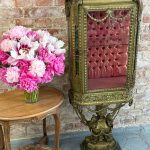 Rare Napoleon III bronze ormolu display cabinet with sphinx mounts and green marble pedestal