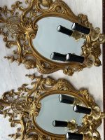 Zeltītas spoguļbra lampas Luija XV stilā Spoguļiem ir Skaista Slīpēta Fasete, Smagi Pēc Svara, 2gab (Rococo Mirrored Wall Sconces) (4917) - Image 5