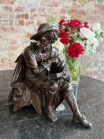 Antik metalfigur – Peter Paul Rubens med skitsebog eller bog