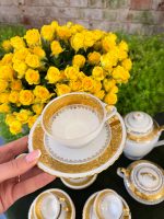"ADP France" luksusa porcelāna tējas un kafijas servīze ar zeltījumu (Porcelain Set) (2764) - Image 4