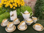 ADP France genuine porcelain de luxe tea coffee set white with rich gold pattern