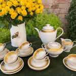 ADP France genuine porcelain de luxe tea coffee set white with rich gold pattern