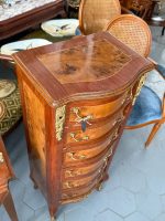 Antik mahogny semainier med intarsia och bronsapplikationer – Louis XV-stil (6632) - Bild 4