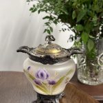 antique hand-painted iris sugar bowl