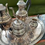antique silver plated tea coffee service set dragon spout