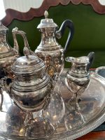 Antique silver-plated tea and coffee set with tray — Historicism style (3924) - Image 2