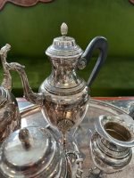 Antique silver-plated tea and coffee set with tray — Historicism style (3924) - Image 10