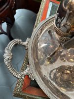 Antique silver-plated tea and coffee set with tray — Historicism style (3924) - Image 17