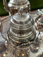 Antique silver-plated tea and coffee set with tray — Historicism style (3924) - Image 16