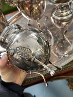Antique silver-plated tea and coffee set with tray — Historicism style (3924) - Image 14