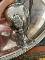 Antique silver-plated tea and coffee set with tray — Historicism style (3924) - Image 12