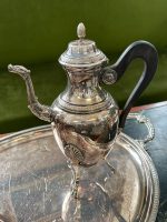 Antique silver-plated tea and coffee set with tray — Historicism style (3924) - Image 6