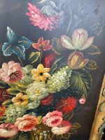 Screen with Floral Painting, Decorative on Both Sides, Large Size (4210) - Image 7
