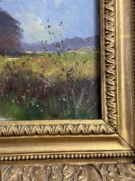 Smalka Antīka Ainavas Glezna uz Koka Masīvā Zelta Rāmī (antique framed landscape oil painting on wood) — Ainavu un reālisma žanrā, (5250) - Image 6