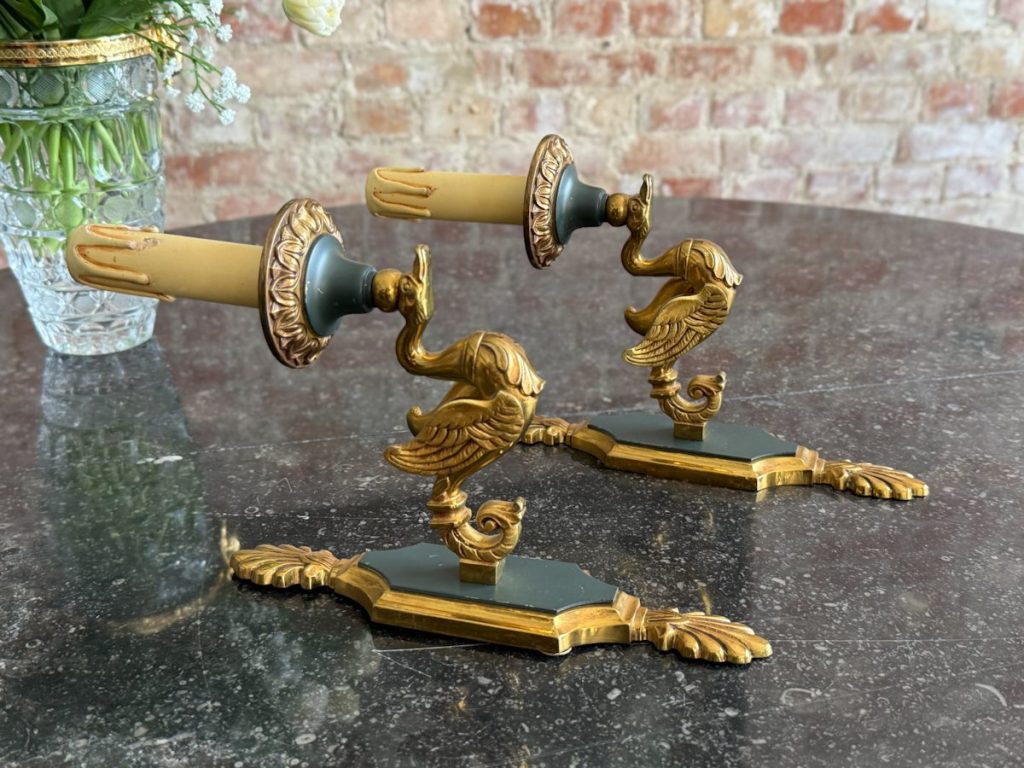 Væglamper med svane-motiv — Empire stil, Frankrig, ca. 1950
