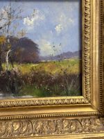 Smalka Antīka Ainavas Glezna uz Koka Masīvā Zelta Rāmī (antique framed landscape oil painting on wood) — Ainavu un reālisma žanrā, (5250) - Image 14