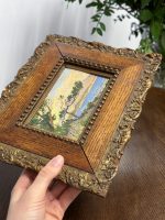 Miniatūra Glezniņa Koka Rāmī, Gleznota uz Papīra (5219) - Image 6
