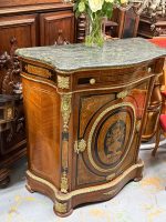 Commode en acajou avec marqueterie et marbre vert — Style Napoléon III, France, vers 1860-1880 (6638) – Image 3