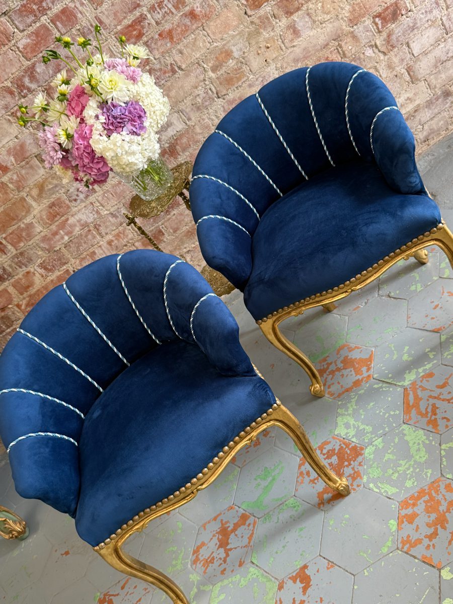 IMG_7341 antique small gilded velvet armchairs pair