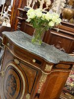 Commode en acajou avec marqueterie et marbre vert — Style Napoléon III, France, vers 1860-1880 (6638) – Image 4